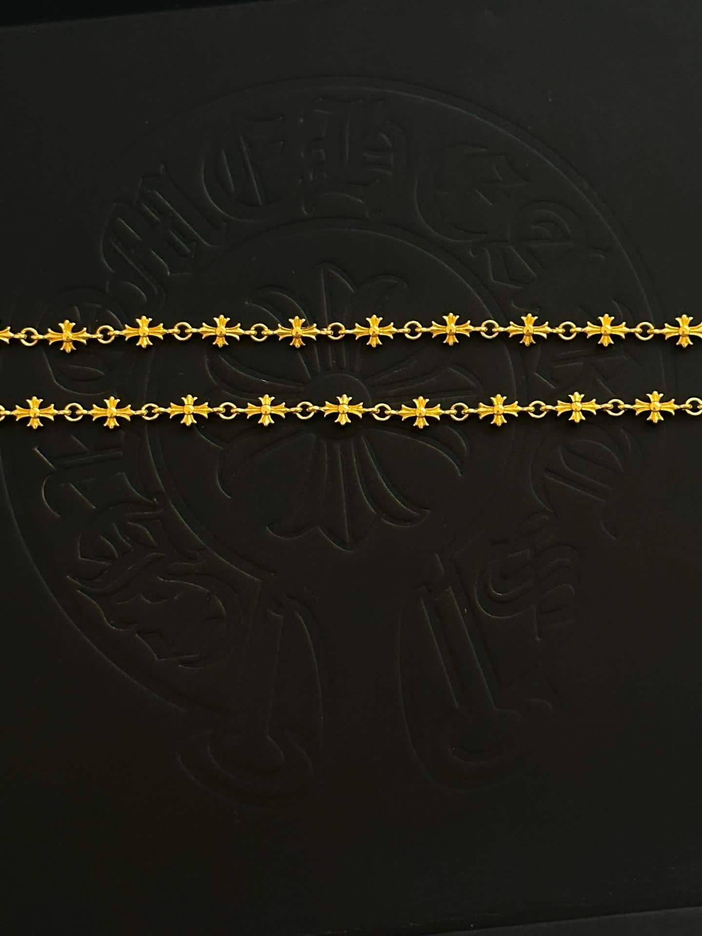 Chrome Hearts Gold Cross Pendant Necklace with Emerald Accents